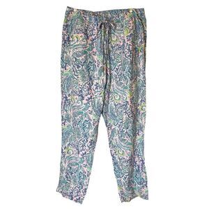Lilly Pulitzer 100% Linen Drawstring, Summer Long Pants Designer Sz XL